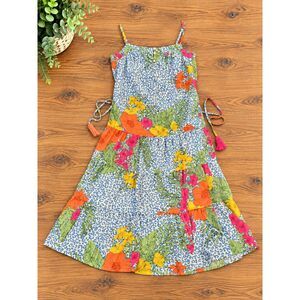 The Impeccable Pig Floral Leopard Print Midi Dress Size Small